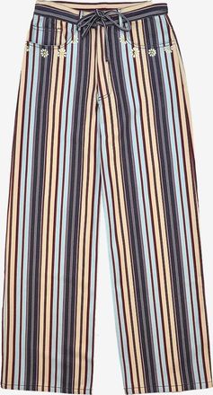 Monoki Gestreifte Hose mit weitem Bein und Stickereien Vegas