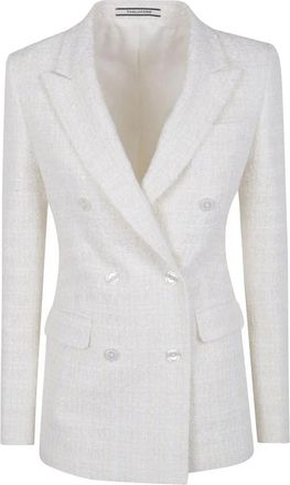Tagliatore Double-Breasted Tweed Blazer - Dames - Blazers - Wit - 2XS - Tweed - Jassen