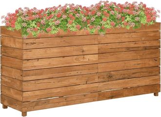 vidaXL Arriate Elevado Madera De Teca Reciclada Y Acero 150x40x72 Cm Vidaxl