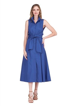 Jade Yoga Back Wrap Midi Dress In Navy