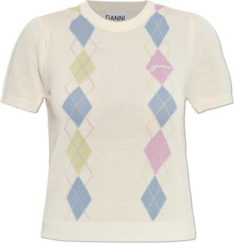 Ganni Ronde hals trui - Dames - Ronde hals truien - Beige - XS - Katoen - Truien & Vesten