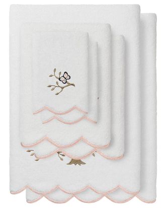 Linum Home Textiles 100% Turkish Cotton Teresa Scallop 6Pc Embellished Towel Set