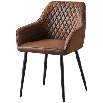 Ainpecca Dining Chairs 1pcs Suede Kitchen Chairs Upholstered Seat with Backrest and Armrest Office chair, Brown