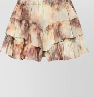 Isabel Marant tie dye ruffled layered lightweight shorts