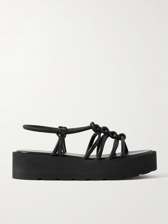 Gianvito Rossi Sandali In Pelle Con Plateau E Nodo Hebe 45 - Nero