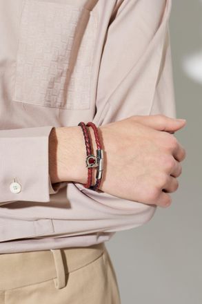 Ferragamo Bracelet With Logo, Mens, Burgundy