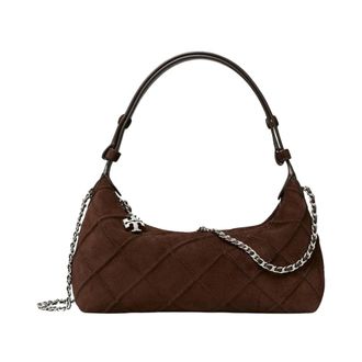 Tory Burch Fleming Suede Pochette - female - Tory Burch - Shoulder Bags - Brown - ONE SIZE - Bags
