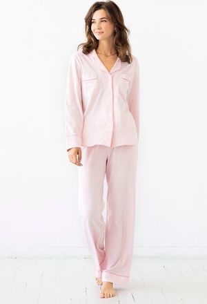 Salua Classic Luxury Pajamas in Brushed Pima Cotton in Light Pink/bubble Gum at Nordstrom, Size X-Small