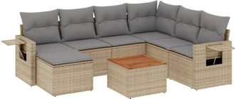 vidaXL Juego De Sof&aacute;s De Jard&iacute;n Con Cojines Beige 8 Pzas Rat&aacute;n Pe Vidaxl