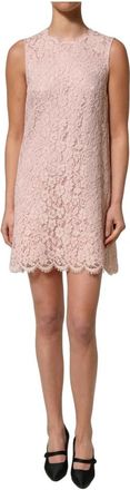 Dolce & Gabbana Shift Mini Jurk - Dames - Feestkleedjes - Roze - S - Katoen - Kleedjes