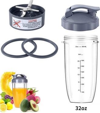 OEM Juego De 5 Piezas: Licuadoras Nutribullet, De 946 Ml (32 Oz), Cuchilla Extractora Premium 2 Juntas De Goma, Licuadoras Nutribullet De 600 W 900 W