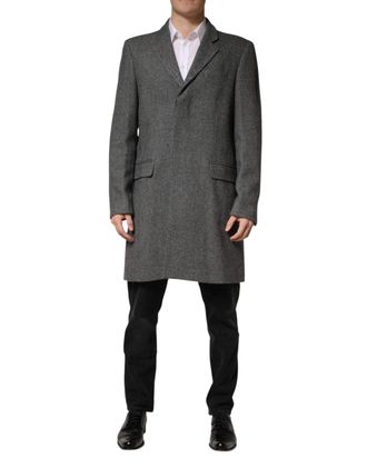 Dolce & Gabbana Gray Single Breasted Men Trench Coat Mens Jacket