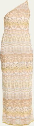 Missoni Metallic Chevron One-Shoulder Maxi Dress