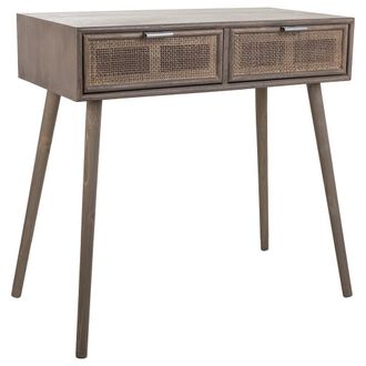Wanderlust Deco Wanderlust Deco - Recibidor De Madera Y Rejilla De Bamb&uacute; Con 2 Caj&oacute;nes Gris 80x42x79