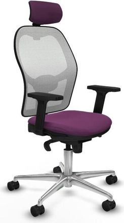 Piqueras y Crespo Jorquera Sincro Malla Blanca Similpiel Morado Brazos 2d Base Aluminio Cabecero 2d Ruedas 65mm Nailon