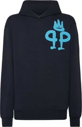 Philipp Plein King Plein Hooded Sweatshirt - Heren - Hoodies - Blauw - L - Katoen - Hoodies & sweatvesten