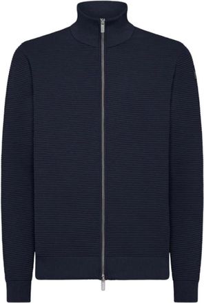 Roberto Ricci Design Velvet Ottoman Cardigan - Heren - Vesten met rits - Blauw - XL - Hoodies & sweatvesten