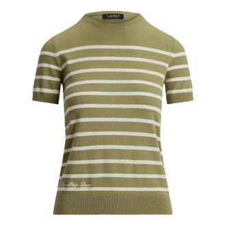 Ralph Lauren Su&eacute;ter de manga corta a rayas - Knitwear - Mujer - Verde - M