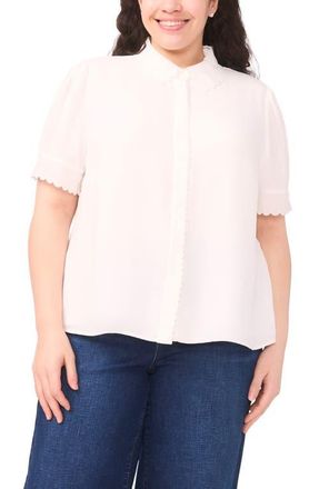 CeCe by Cynthia Steffe Scallop Collar Button-Up Top in New Ivory at Nordstrom, Size 2X