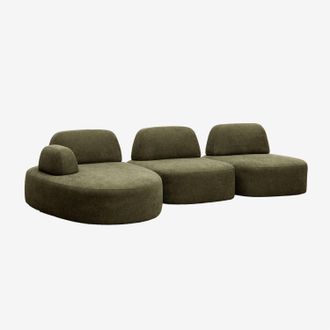 Sklum Sof&aacute; Modular Chaise Longue Izquierdo De 3 Piezas Tapizado Giorgia Sklum