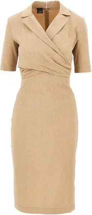 Pinko Wrapped linen-blend midi dress Woman 42