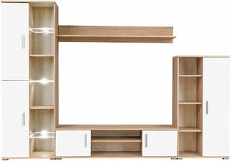 vidaXL Vidaxl - Mueble Sal&oacute;n Pared Para Tv Con Luces Led Roble Sonoma Y Blanco