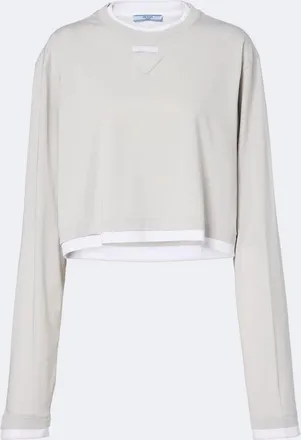 Prada Top in piqu&eacute; di cotone e jersey