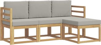 vidaXL Conjunto De Sof&aacute;s De Exterior 4 Uds. Blanco Y Gris Claro Vidaxl