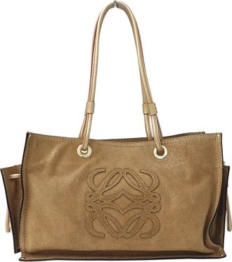 Loewe Gold Brown Suede Tote Bag (Pre-Owned)