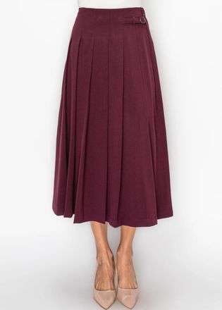 YAL New York Pleated Skirt in Deep Burgundy