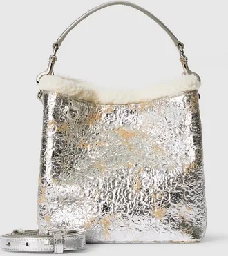 Gucci GG Emblem Small Bucket Bag, Beige, Leather