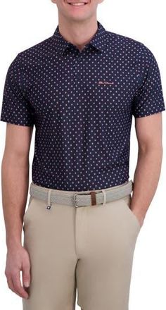 Ben Sherman Split Geo Print Tech Jersey Golf Polo in Navy at Nordstrom Rack, Size Xx-Large