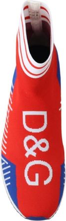 Dolce & Gabbana Mens Blue Red Sorrento Logo Sneakers Socks Shoes Polyester Pl Clothing