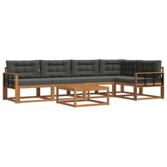 vidaXL Conjunto De Sof&aacute;s De Exterior 6 Pcs Natural Y Antracita Vidaxl