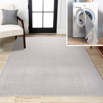 Jonathan Y Designs Twyla Classic Solid Low-Pile Machine-Washable Area Rug in Light Gray at Nordstrom, Size 3Ft 0In X 5Ft 0In
