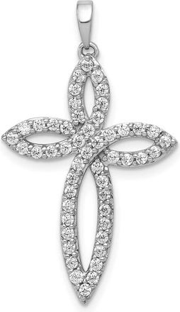 Diamond2Deal 14k White Gold 1/2ct. Diamond Cross Pendant