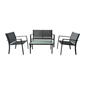 Mobili Rebecca Mobili Rebecca - Sof&aacute; De Jard&iacute;n Rebecca Mobili Achiote 75x110x58 Acero Poli&eacute;ster Gris Oscuro Negro Moderno Conjunto 4 Pz