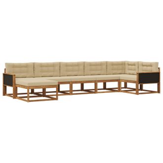 vidaXL Conjunto De Sof&aacute;s De Exterior Con Coj&iacute;n 7 Pcs Natural Y Beige Vidaxl