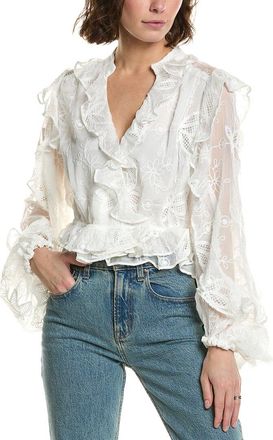 Bardot Frill Embroidered Blouse