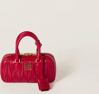 Miu Miu Arcadie Matelass&eacute; Nappa Leather Mini-bag, Woman, Red