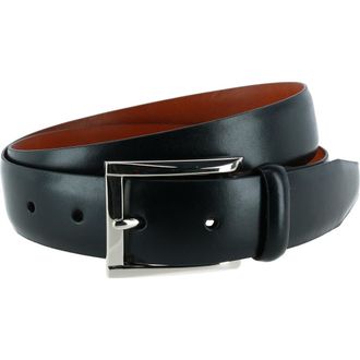 Trafalgar Store Broderick 32mm Leather Dress Belt in Black at Nordstrom, Size 42