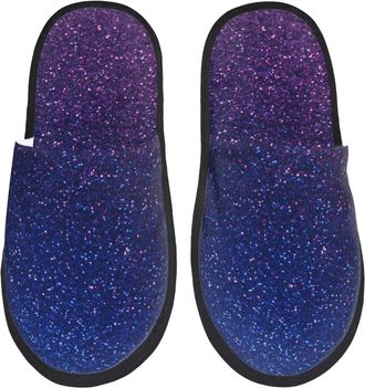 Generic Slipper Neon Glitter Unisex Fuzzy Slippers Soft Indoor Shoes For Women Guest Room Spa L