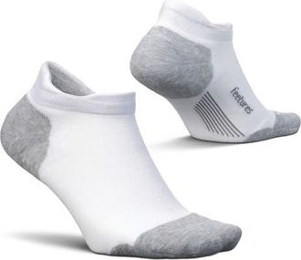 Feetures Elite Max Cushion No Show Tab Ankle Socks Sport Sock with Targeted Compression in Peace White at Nordstrom, Size Small
