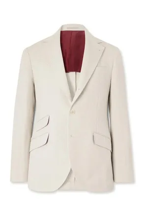Brunello Cucinelli Herringbone Cotton and Linen-Blend Blazer