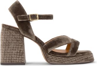 Castaner Vero Sandal - Dames - Sandalen met hakken - Bruin - 38 EU - Katoen - Schoenen
