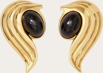 Ferragamo Women Earrings with gems Black