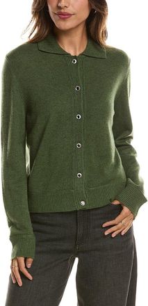 Fort&eacute; Cashmere Rib Trim Wool & Cashmere-Blend Polo Cardigan