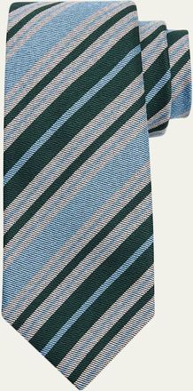 Kiton Mens Multi-Stripe Silk 7-Fold Tie