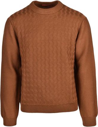 Daniele Fiesoli Truien & Vesten, Heren, Bruin, 2Xl, Wol, Maglione Girocollo