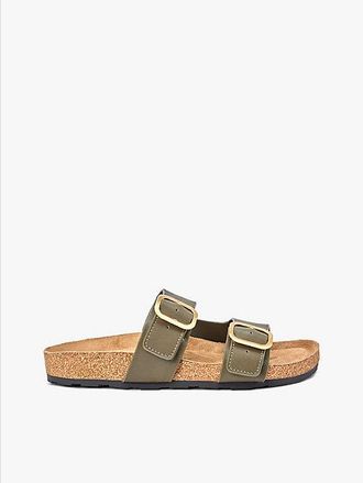 Tommy Hilfiger Sandalias de piel y corcho con doble tira